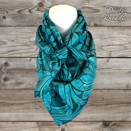 Saddle Up Teal Silk Scarf