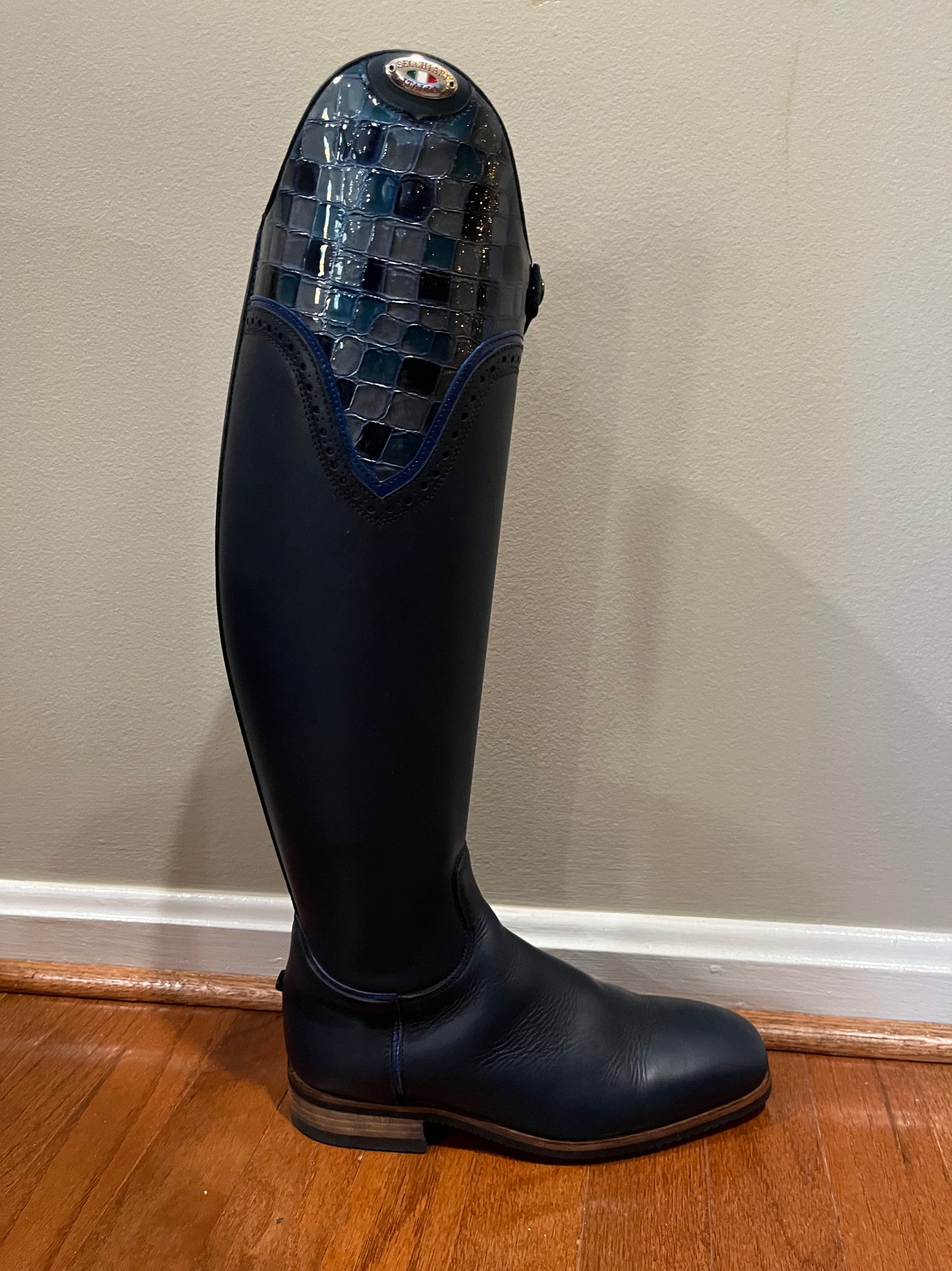 Secchiari antique blue dressage boot- customer consignment boot2