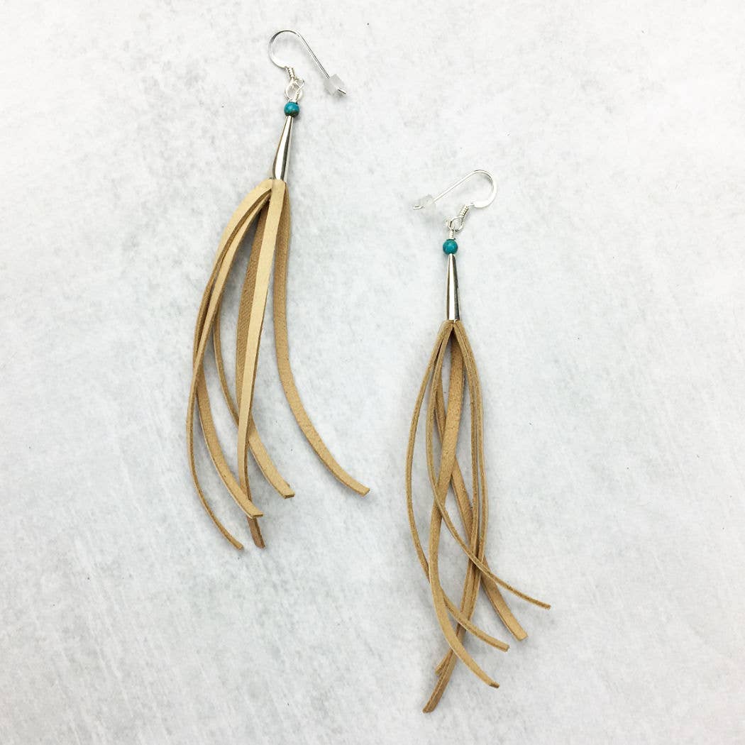 Best-Selling Silver Boho Earrings w/ Leather Fringe